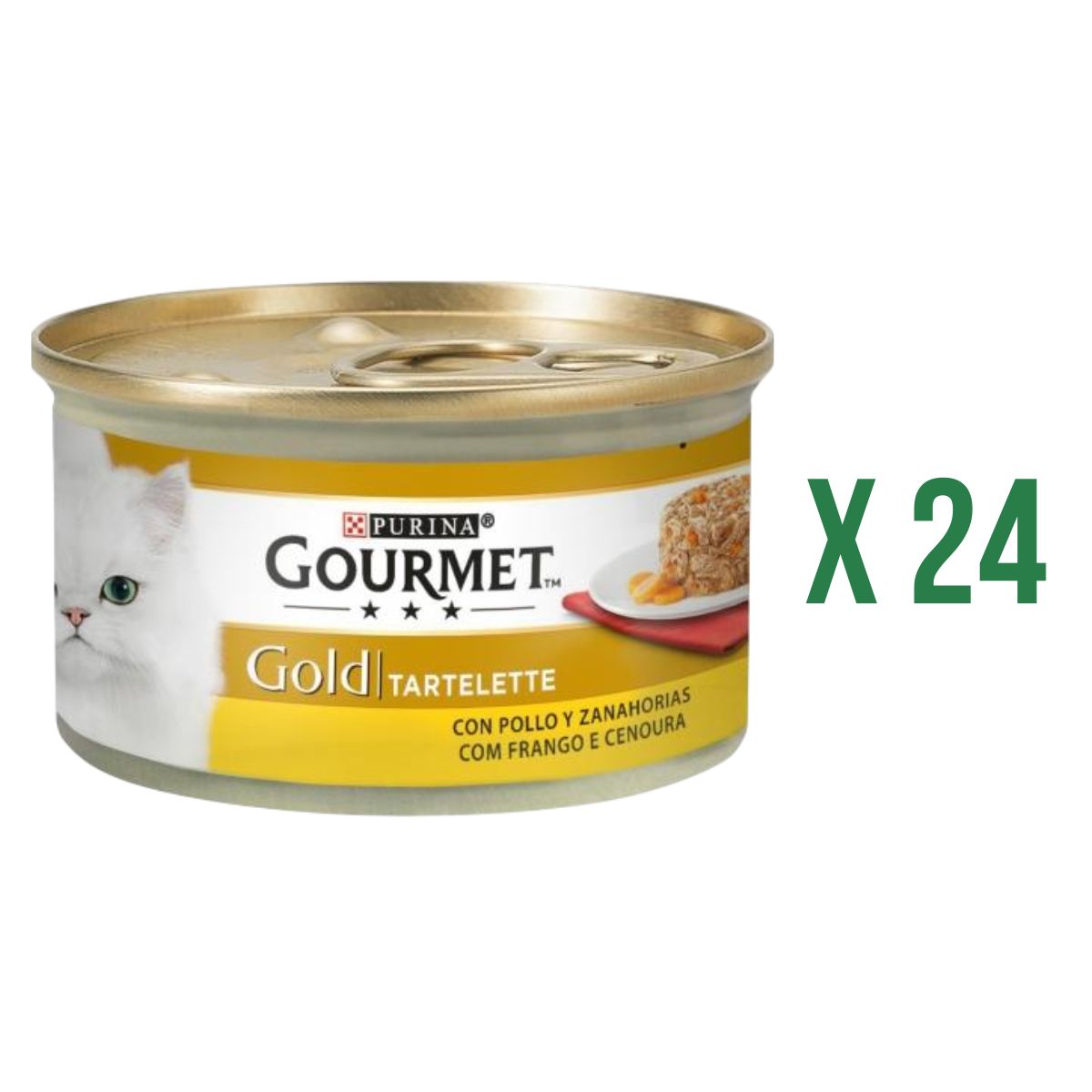 Pack 24 x GOURMET GOLD Tartelette au poulet et aux carottes Nourriture humide 85 g