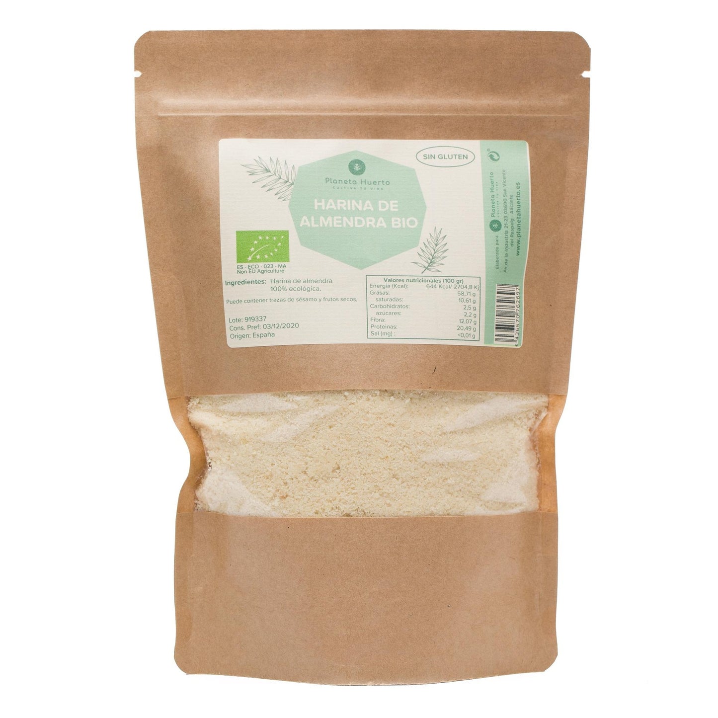 Glutenfritt mandelmjöl ECO Planeta Huerto 400gr