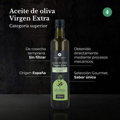 3er-Pack Planeta Huerto, ungefiltertes natives Olivenöl extra aus früher Ernte, grün, 500 ml