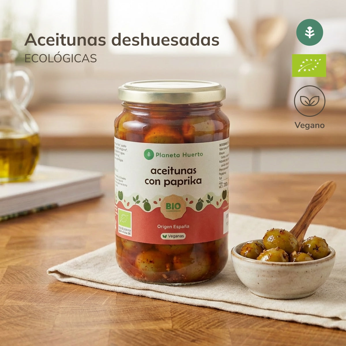 Oliwki zielone z papryką Eco Planeta Huerto 390 g