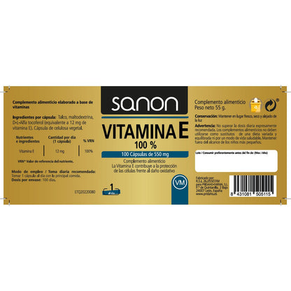 Vitamina E 100% SANON 100 capsule da 550 mg
