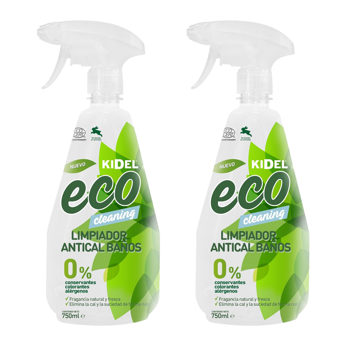 Pack 2x Spray nettoyant anti-calcaire pour salles de bain Kidel Mimidu ECO 750 ml