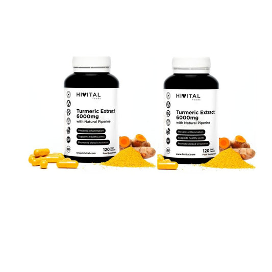 Pack 2x Curcuma 6000 mg avec poivre noir Hivital 120 gélules végétaliennes