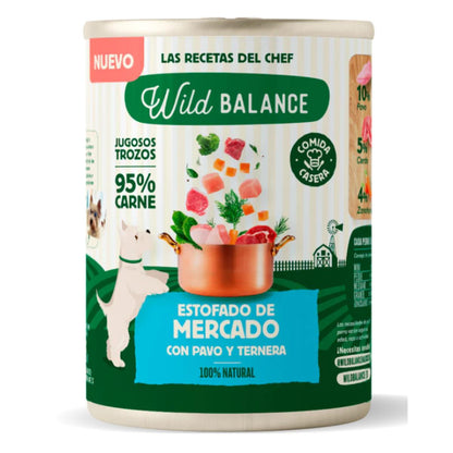 Lattina intera Stufato di mercato con tacchino e manzo per cani Wild Balance 400 g