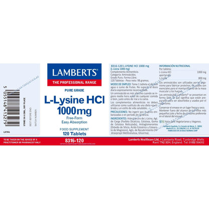 L-Lisina 1000 mg Lamberts, 120 compresse