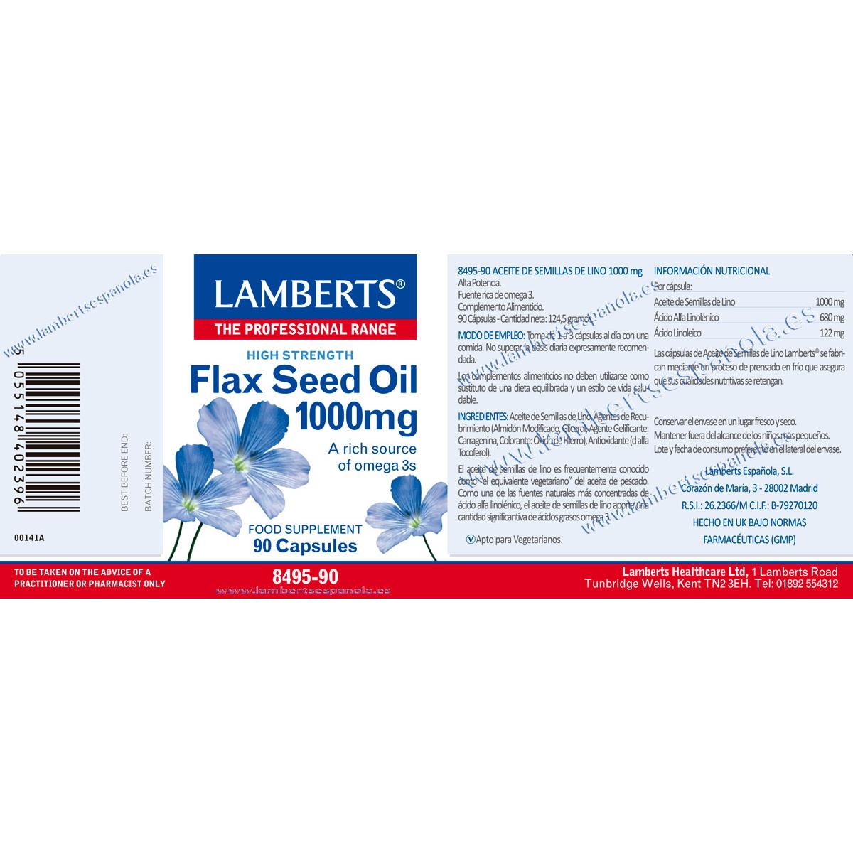 Huile de graines de lin Lamberts 90 gélules