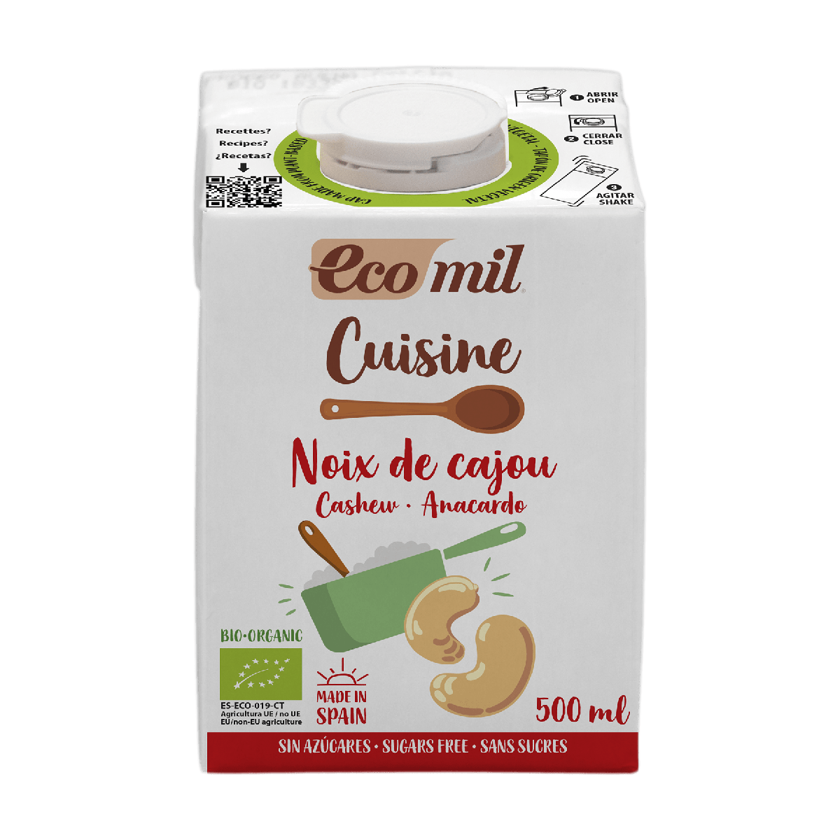 Crema vegetale di anacardi senza zucchero Bio Cuisine Ecomil 500 ml