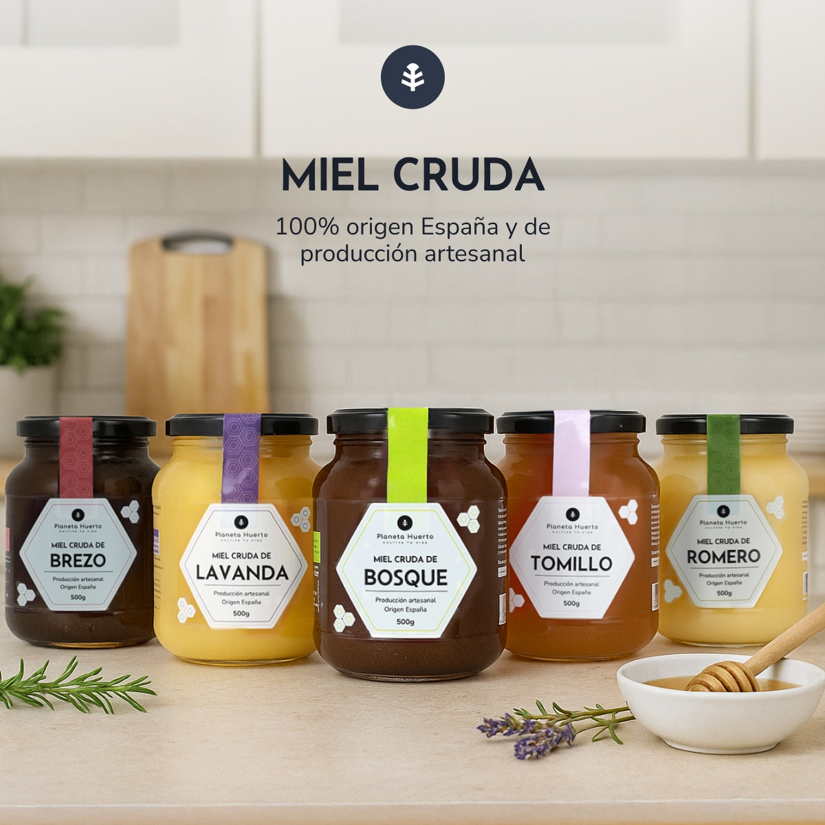 Pack 6x Miel Cruda de Brezo Planeta Huerto 500 gr