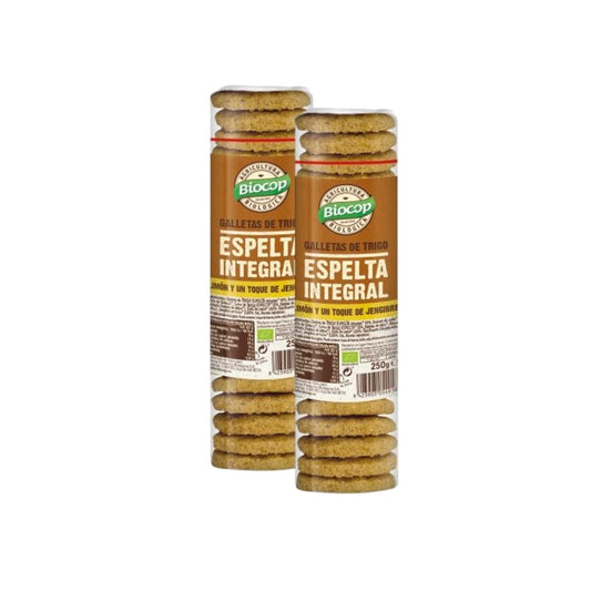 Pack de 2 biscuits complets à l'épeautre, au gingembre et au citron Biocop 250 g