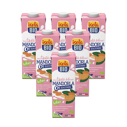 Pack of 6 Isola Bio Organic Sugar-Free Almond Drinks 1 L