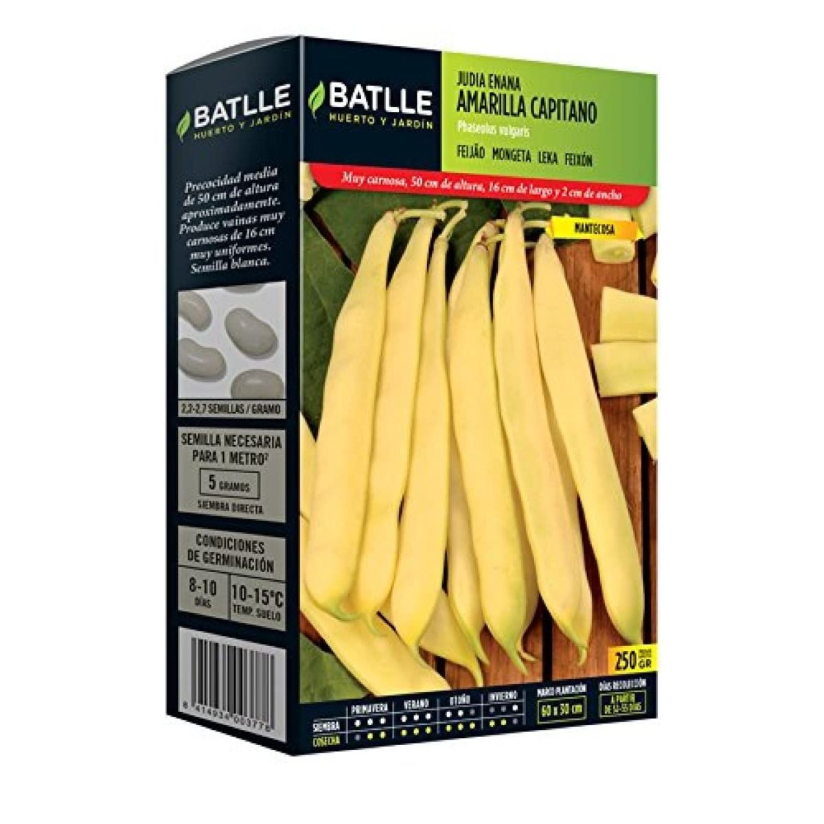 Graines de haricots nains jaunes Capitano 250 g Batlle
