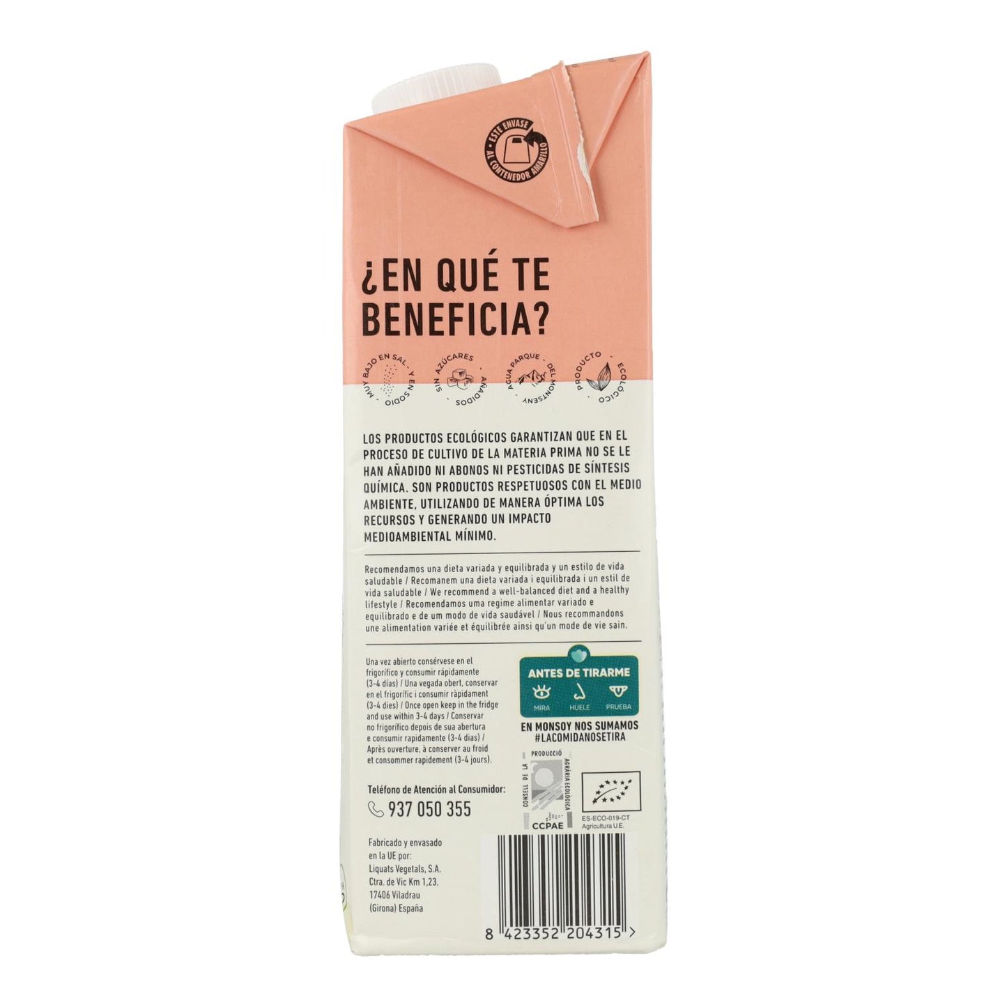 Confezione da 6 bevande biologiche al riso e nocciole Monsoy 1L