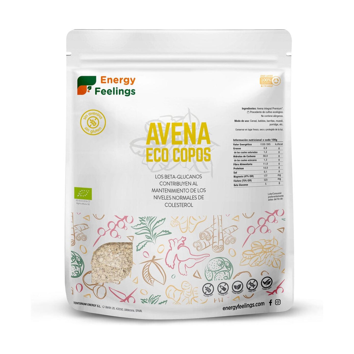 Glutenvrije ECO-havermout Energy Feelings 1 kg
