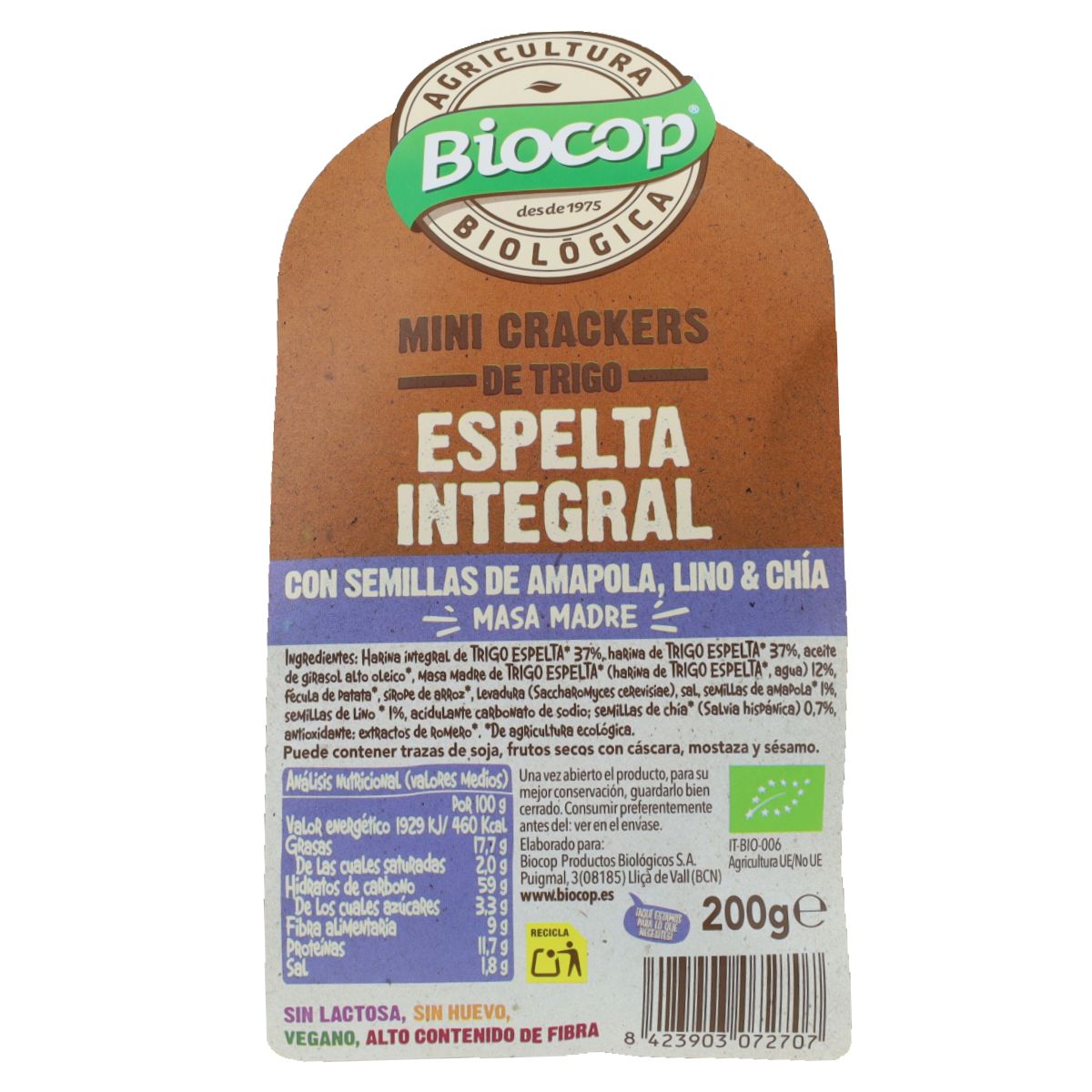 Mini Spelt Crackers with Chia Biocop 200 g