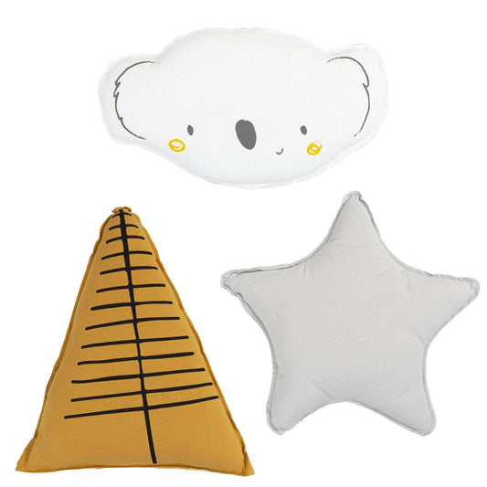 Set 3 cuscini Sidney bianco e grigio BimBiDreams