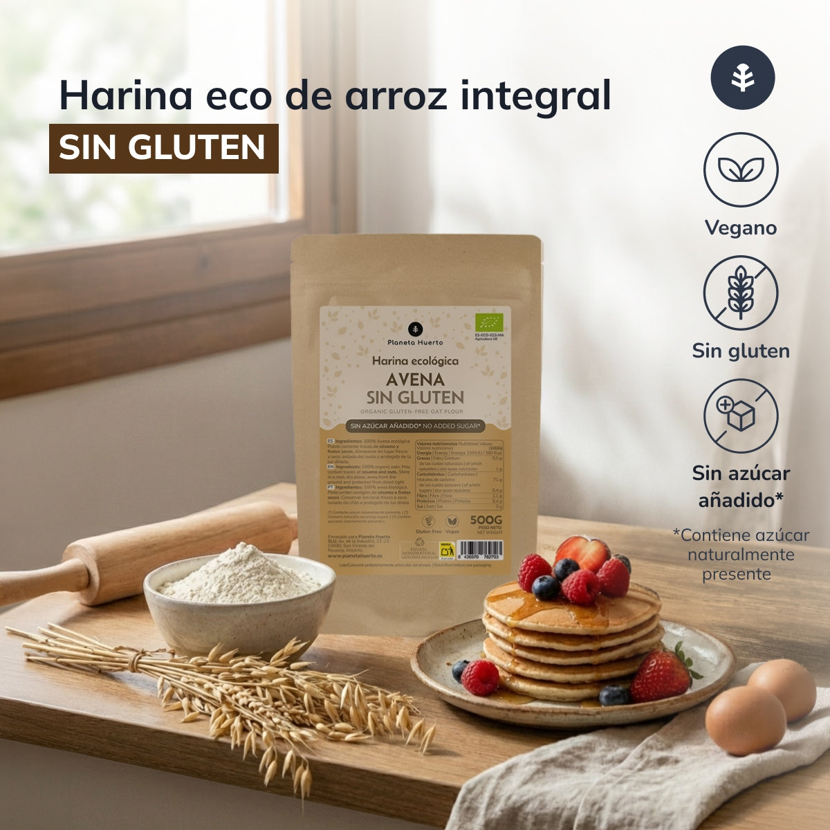 2er-Pack glutenfreies Hafermehl ECO Planeta Huerto