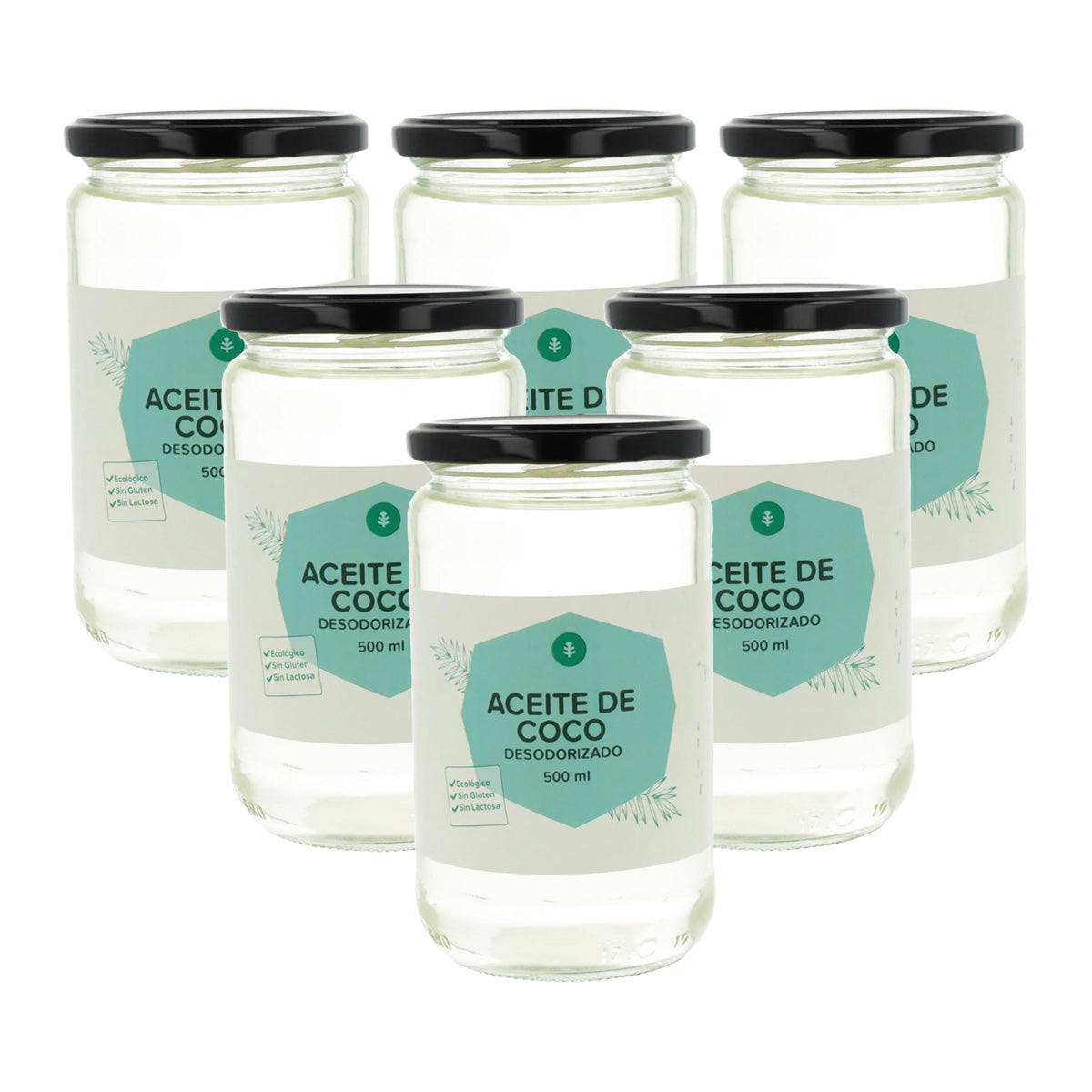 Confezione da 6 oli di cocco deodorizzati ECO Planeta Huerto 500 ml