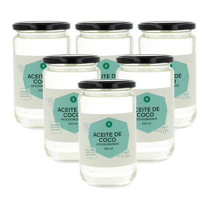 Confezione da 6 oli di cocco deodorizzati ECO Planeta Huerto 500 ml