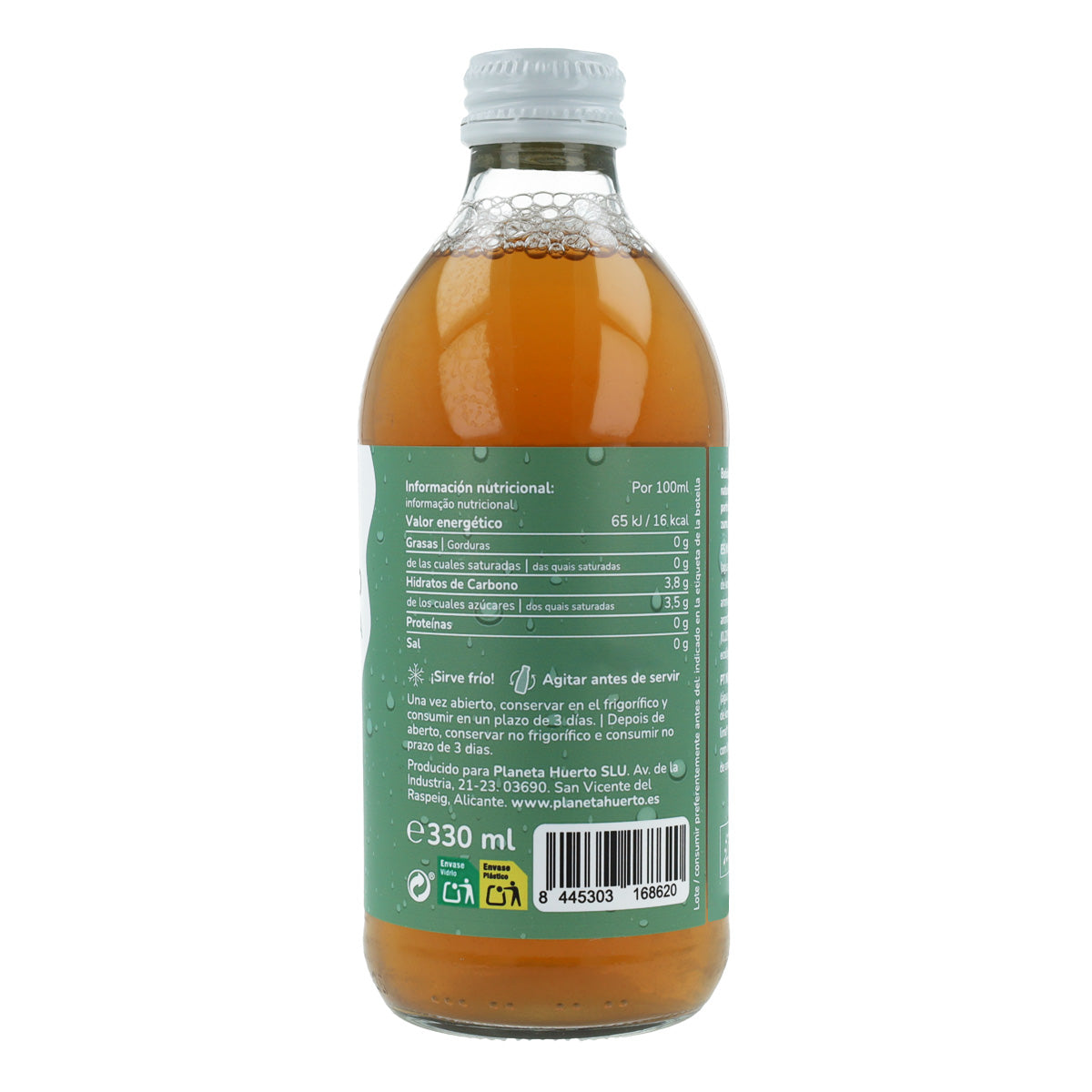 Confezione da 12 Kombucha ECO tè verde e lime Planeta Huerto 330 ml