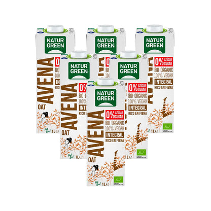 Pakket 6 stuks Biologische NaturGreen volkoren haverdrank 0% suikers 1 l