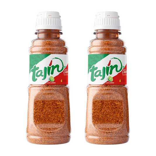 Pack 2x Salsa en polvo clásico Tajín 142g Sazonador Mexicano con Limón - Condimento Para Frutas, Ensaladas y Proteínas - Chili 100% Natural
