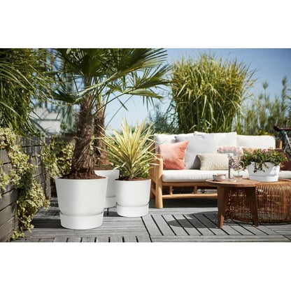 Fioriera con sottovaso integrato Greenville Elho Bianco 18 cm