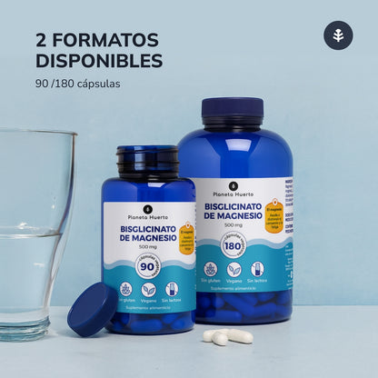 Pack 2xMagnesium Bisglycinat 500 mg Planeta Huerto 180 Kapseln
