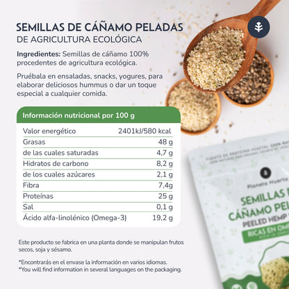 Semi di canapa decorticati ECO Planeta Huerto 400 g