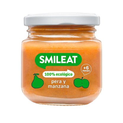 Pack of 12 Pear and Apple Jars +6 Months Smileat, 130 g