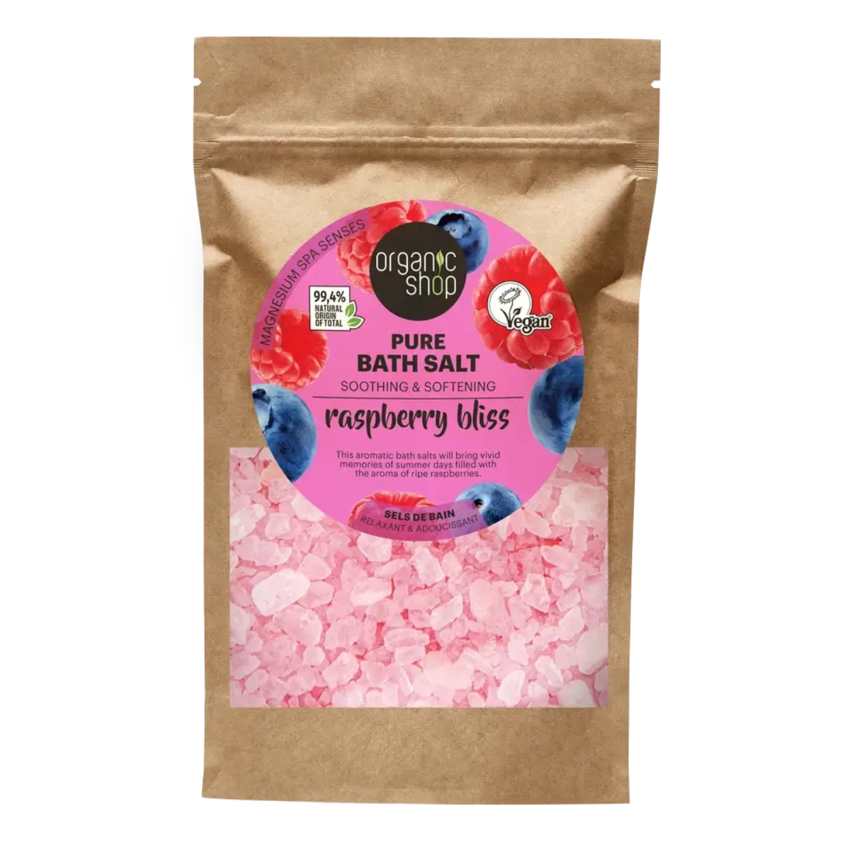Sels de bain purs framboise Organic Shop 500 g