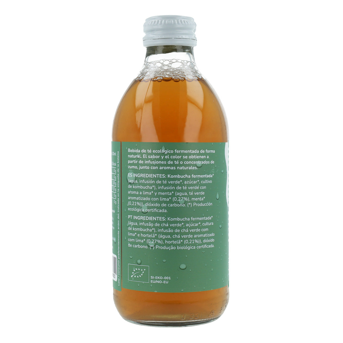 Confezione da 12 Kombucha ECO tè verde e lime Planeta Huerto 330 ml