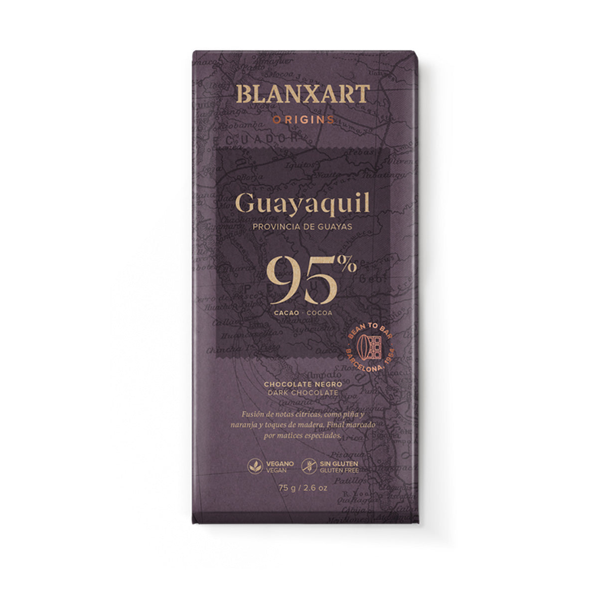 Cioccolato fondente 95% Guayaquil Eco Vegano Senza glutine Blanxart 75 g