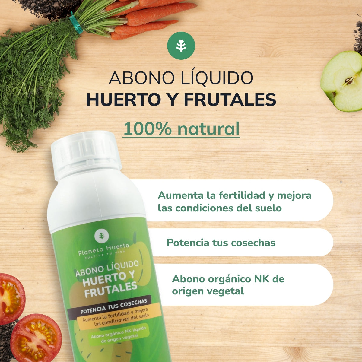 Concime liquido per frutteti e alberi da frutto Planeta Huerto 1 l