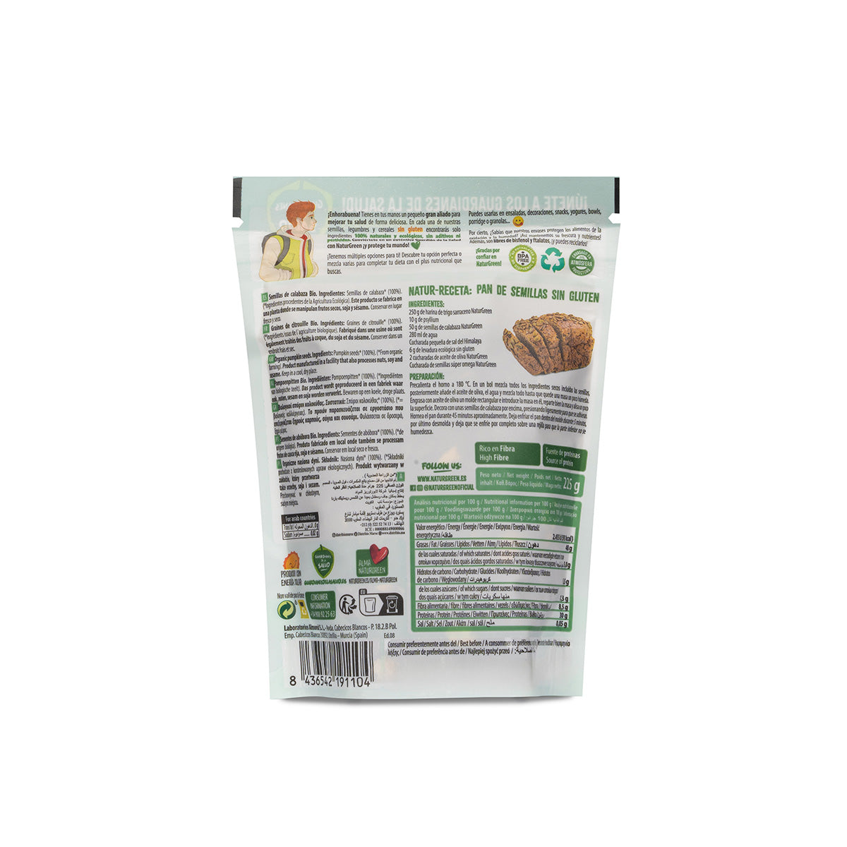 Ekologiska pumpafrön Naturgreen 225 g