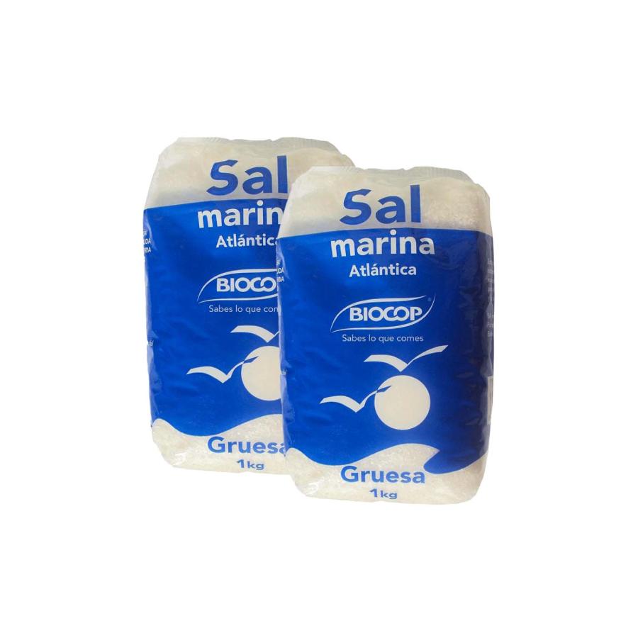 Confezione 2x Sale marino dell'Atlantico grosso Biocop 1 kg