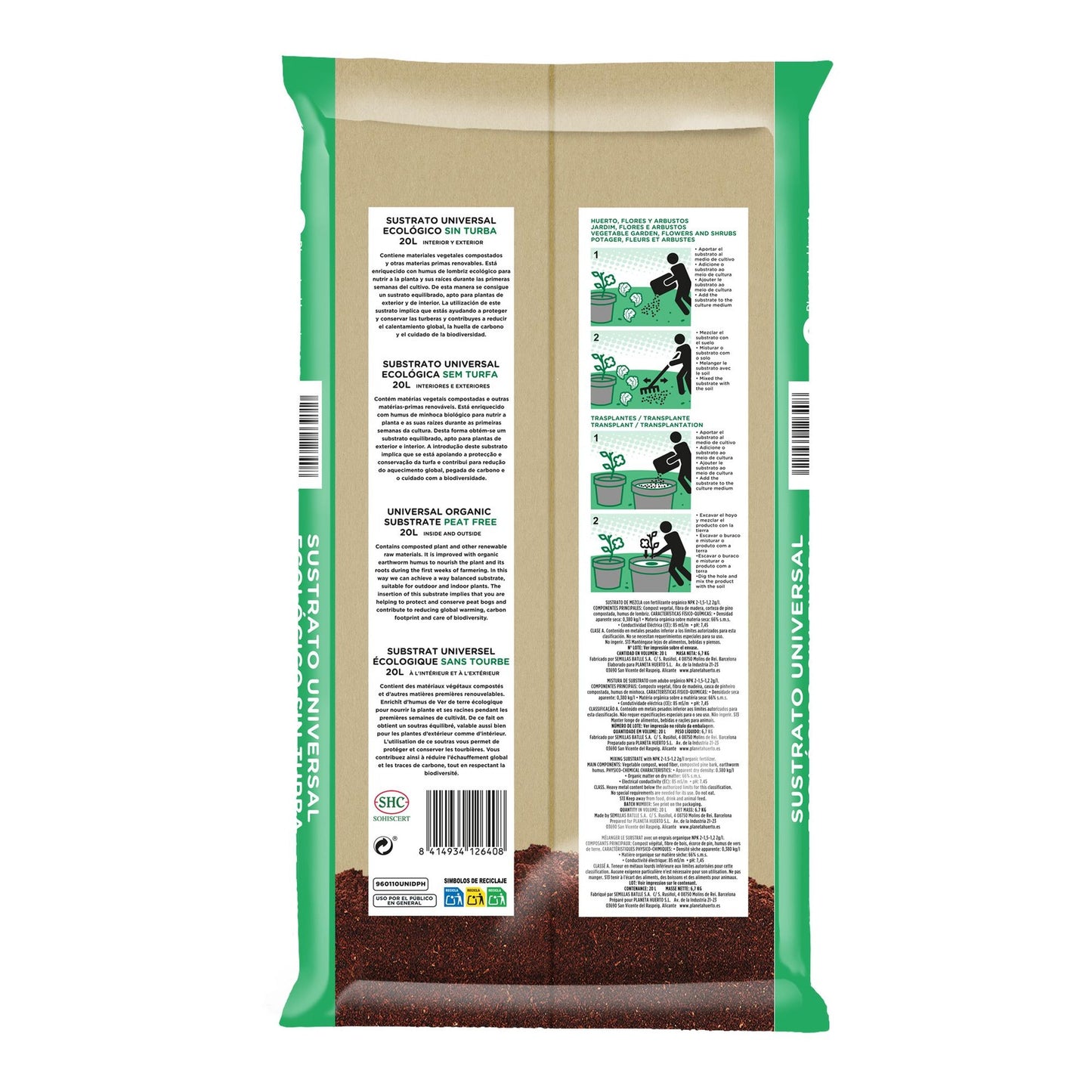 Podłoże uniwersalne bez torfu ECO Planeta Huerto 20 l – ulepszona formuła