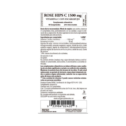 Hagebutten Vitamin C mit Hagebutten 1500 mg, 90 Tabletten