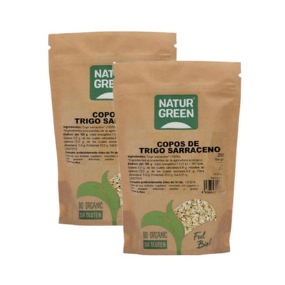 Confezioni da 2 confezioni di fiocchi di grano saraceno biologico senza glutine Naturgreen 2 confezioni da 250 g