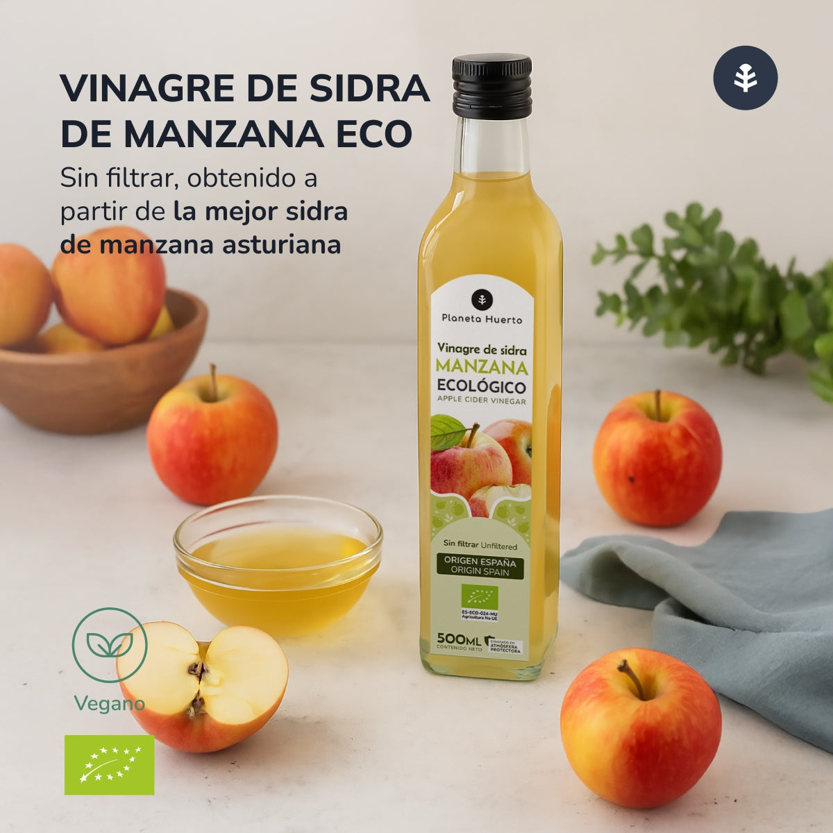 Ungefilterter Apfelessig ECO Planeta Huerto 500 ml