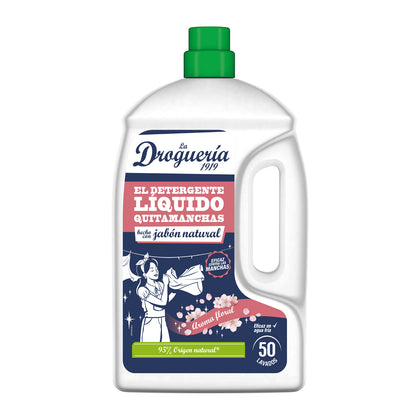 Detergente liquido con sapone naturale profumato ai fiori LA DROGUERIA 1919, flacone da 50 dosi