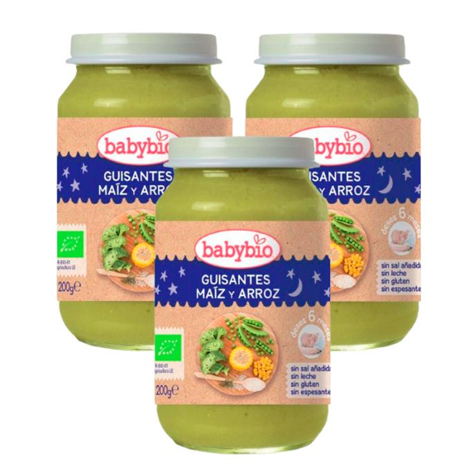 Pack PROMO 3x Pot Bonsoir Pois, Maïs et Riz, 200 g. Babybio