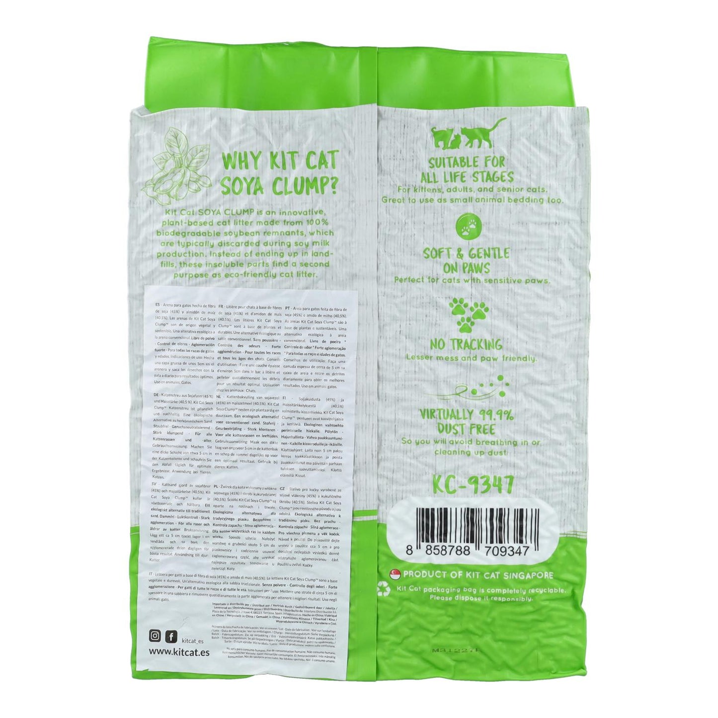 Kit Cat Arena Eco SoyaClump - Green Tea 7 L Sabbia per gatti