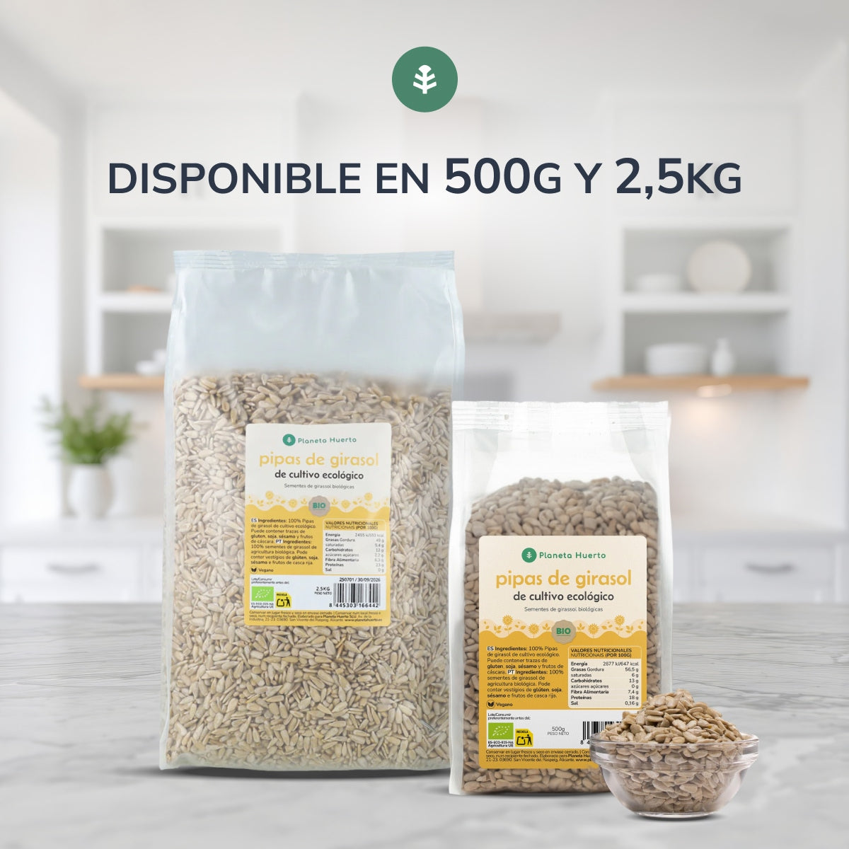 Geschälte Sonnenblumenkerne ECO Planeta Huerto 2,5 kg