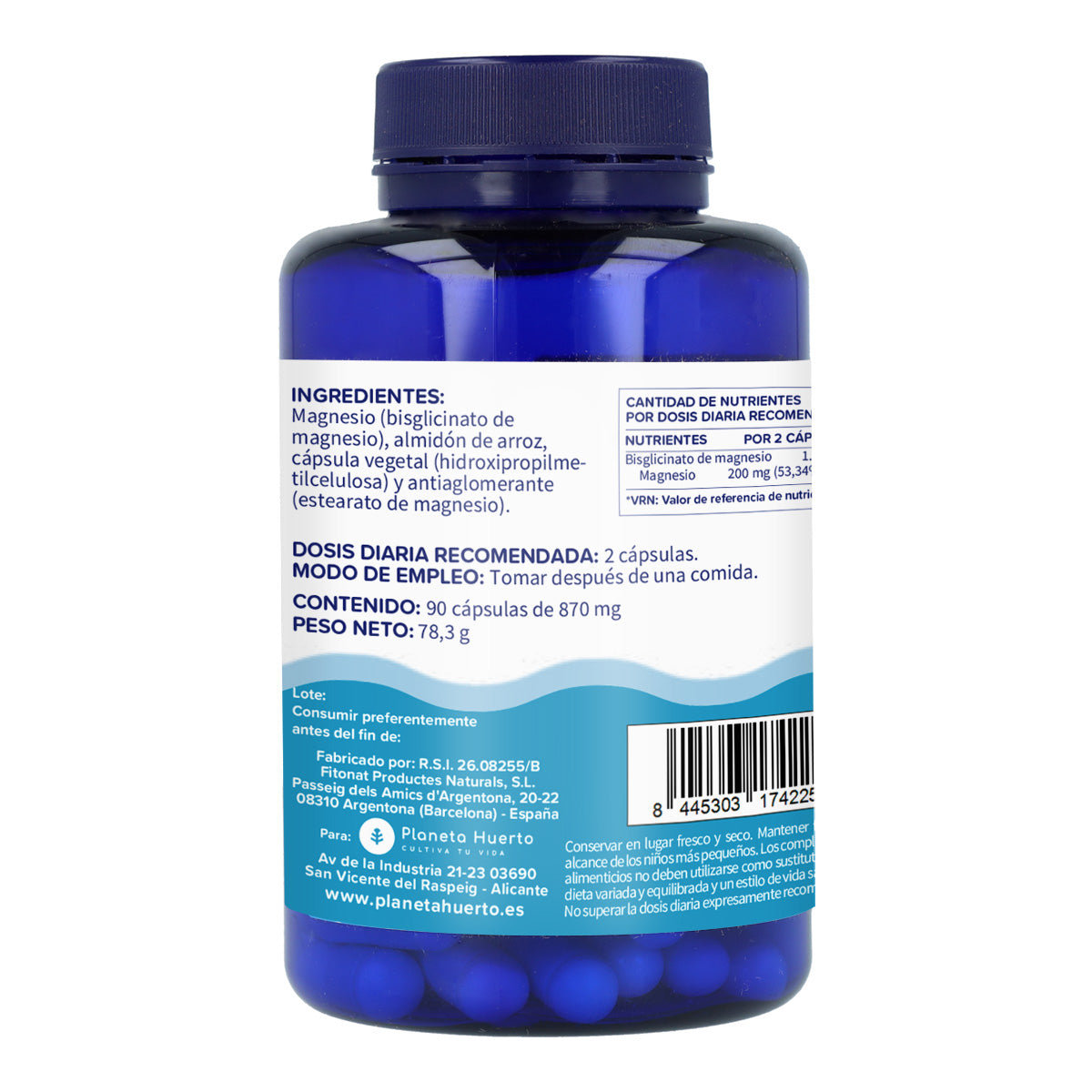 Magnesio bisglicinato 500 mg Planeta Huerto 90 capsule