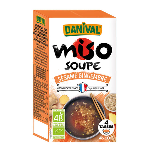 Soupe miso bio au sésame et au gingembre, DANIVAL, 4 x 10 g