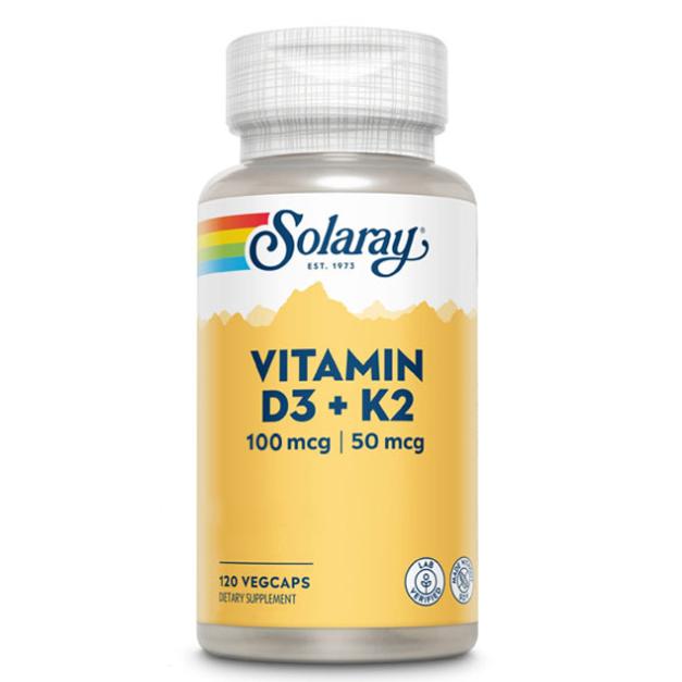 Vitamin D3 & K2 (Mk7) 120 Kapseln Solaray