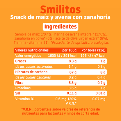 Smilito Kukurydza, owies i marchewka Multipack ECO Smileat 4 saszetki po 12 g.