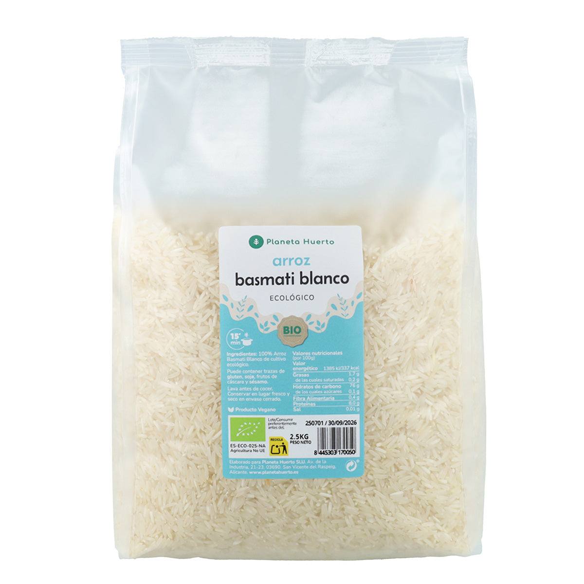White Basmati Rice ECO Planeta Huerto 2,5 kg
