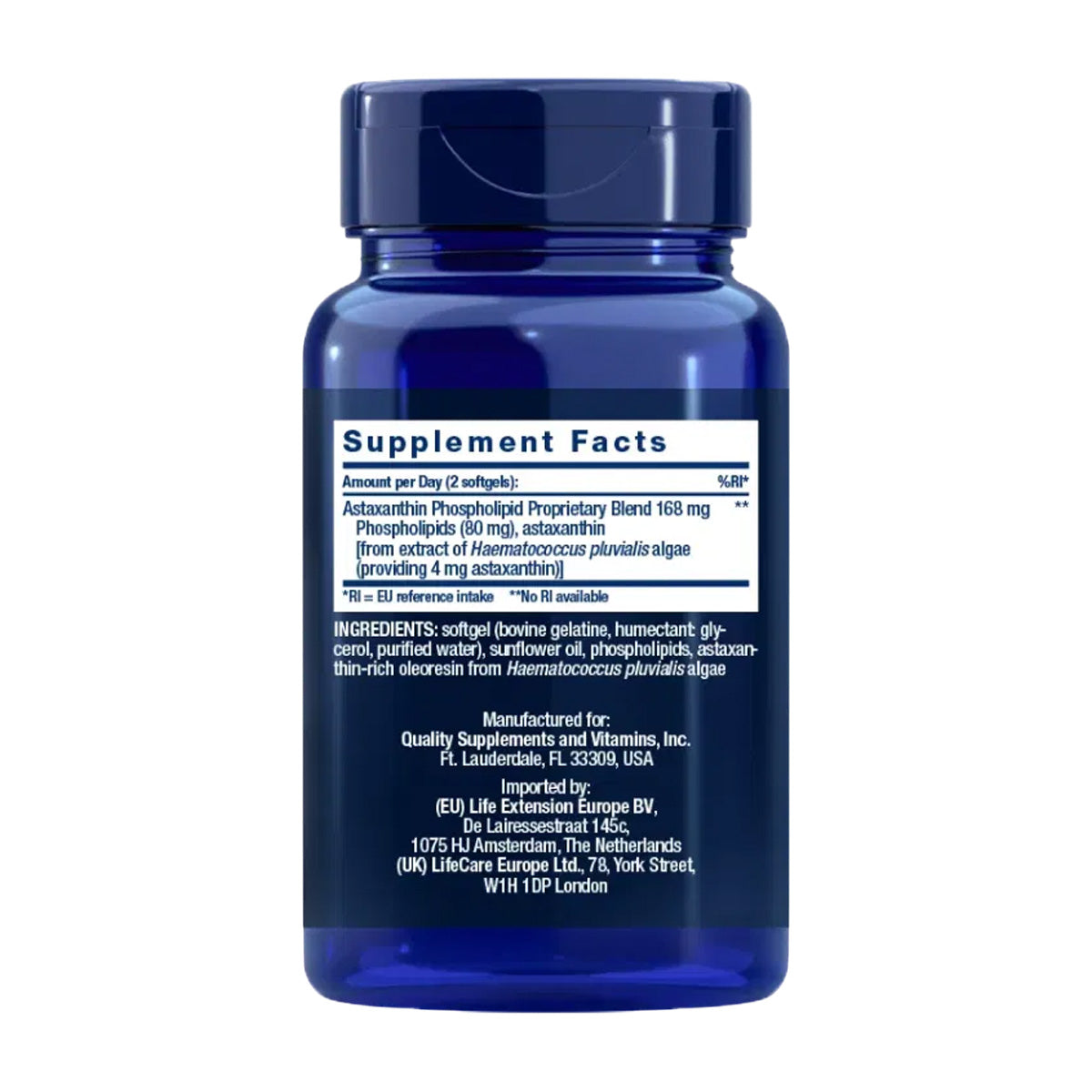 Astaxanthin mit Phospholipiden 4 mg, Life Extension 30 Kapseln