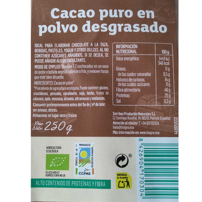 Cacao ECO puro in polvere sgrassato Biográ 250 g